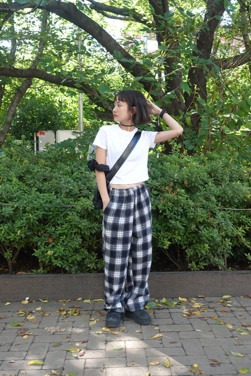 起毛チェックラフパンツ